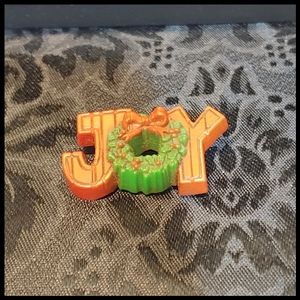 Vintage "Joy" with Wreath Hallmark Christmas Pin, 1970s